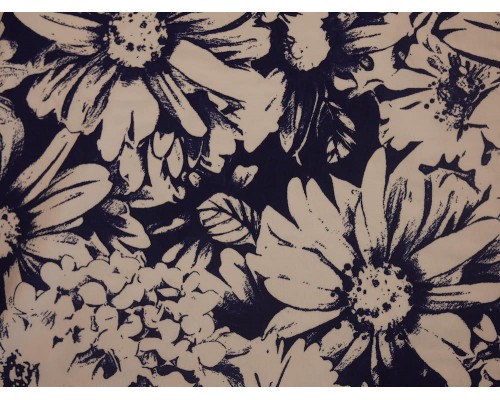 Printed Viscose Jersey Fabric - Navy Flowers